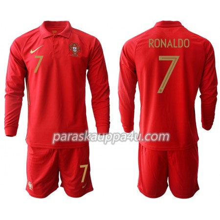 Portugal Cristiano Ronaldo 7 Lasten Kotipelipaita Euro 2020 Pitkähihainen (+ shortsit)